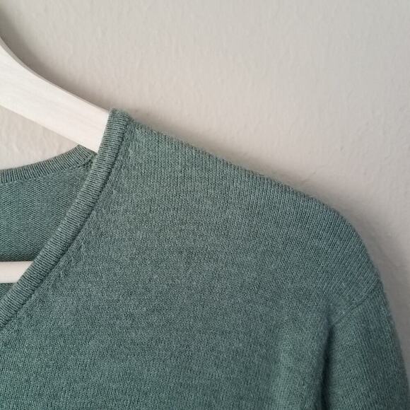 Y2k Eddie Bauer crop pullover sage green‎ S vneck sweater 90s 2000s basic - Picture 2 of 5